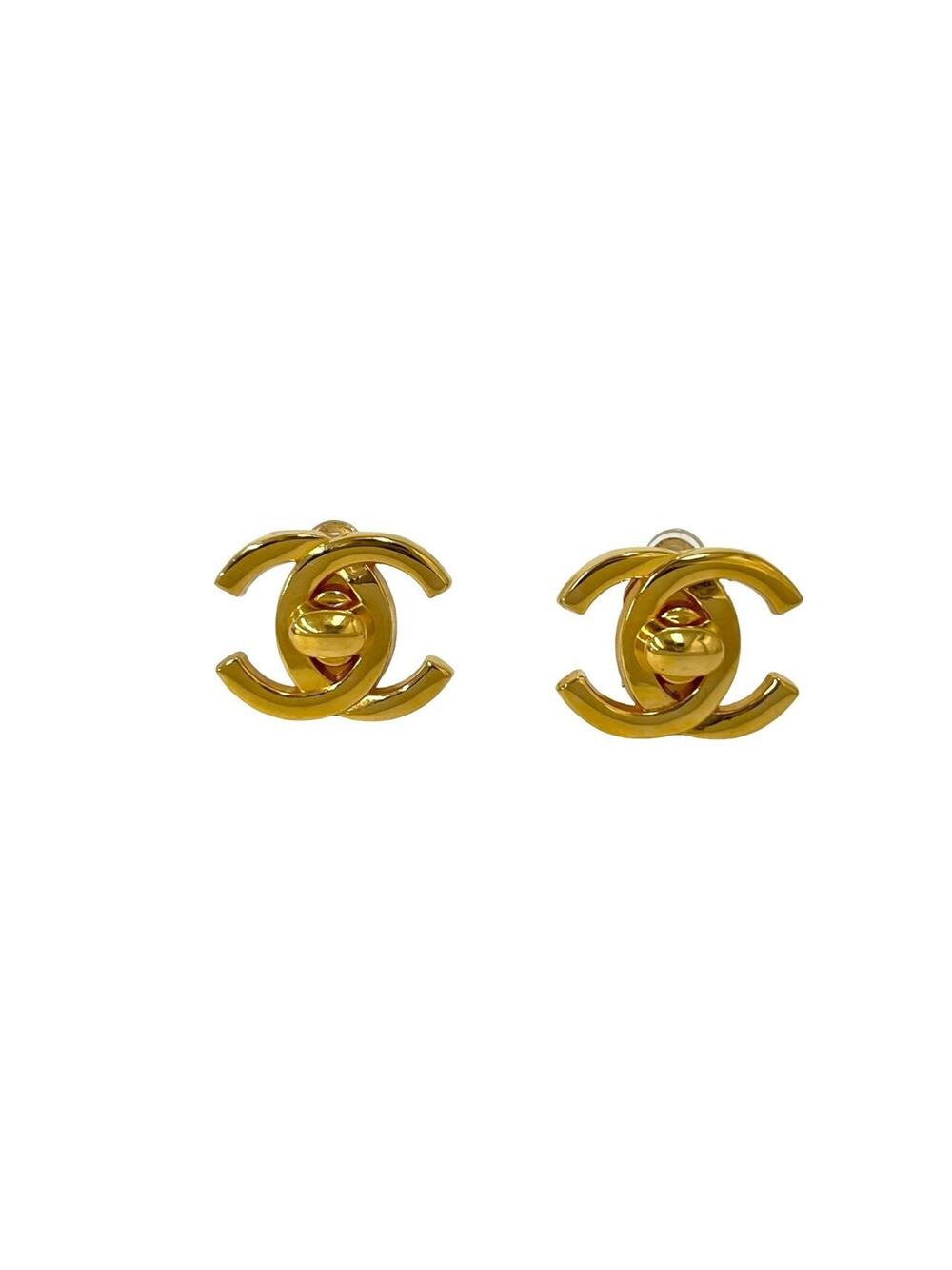 Chanel Cc Logo Earrings Metal Gold-Tone #377867C95B